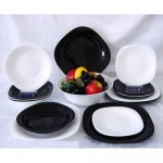 Луксозен сервиз чинии черно-бял квадрат - Luminarc